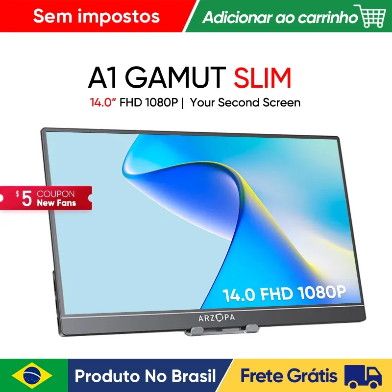 [Do Brasil/Moedas] Monitor Arzopa 14.0 ''1080p Fhd Ips A1 Gamut Slim